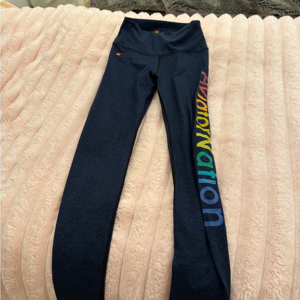 Aviator Nation Navy Leggings with Rainbow Logo